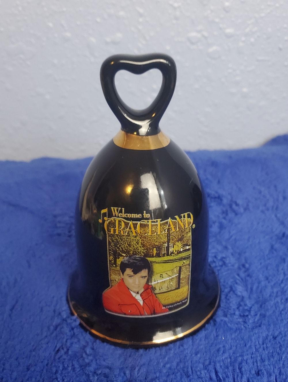 Elvis Presley Welcome To Graceland Bell Collectible Souvenir Black Heart Handle